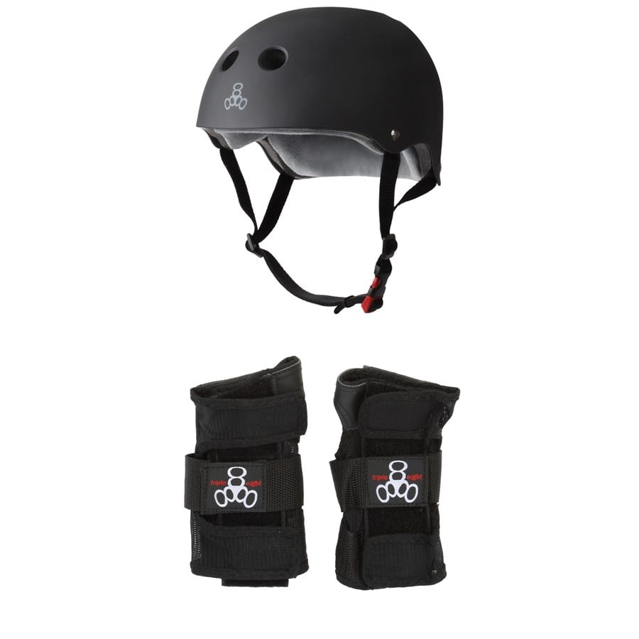 Evo Triple 8 The Certified Sweatsaver Skateboard Helmet + Wristsaver Slide On Wrist Guards