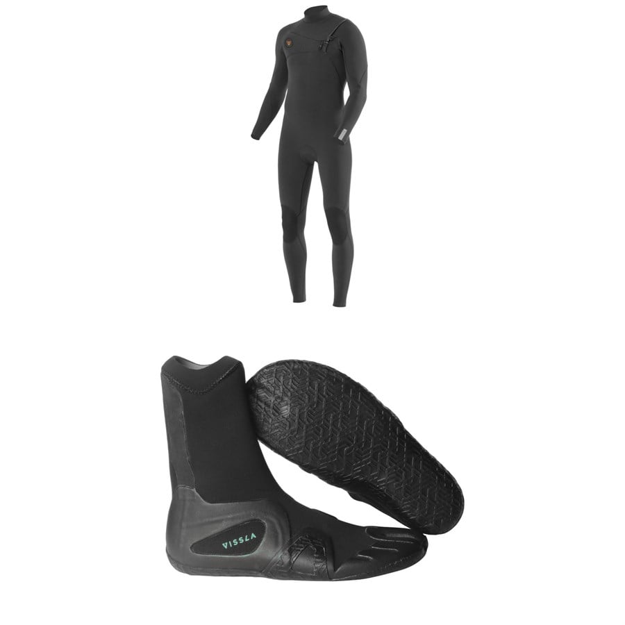 Evo Vissla 7 Seas 4/3 Chest Zip Wetsuit + 7 Seas 3mm Split Toe Wetsuit Boots