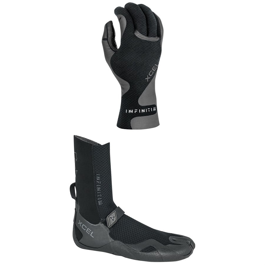 evo XCEL 3mm Infiniti 5-Finger Wetsuit Gloves + 3mm Infiniti Split Toe Wetsuit Boots