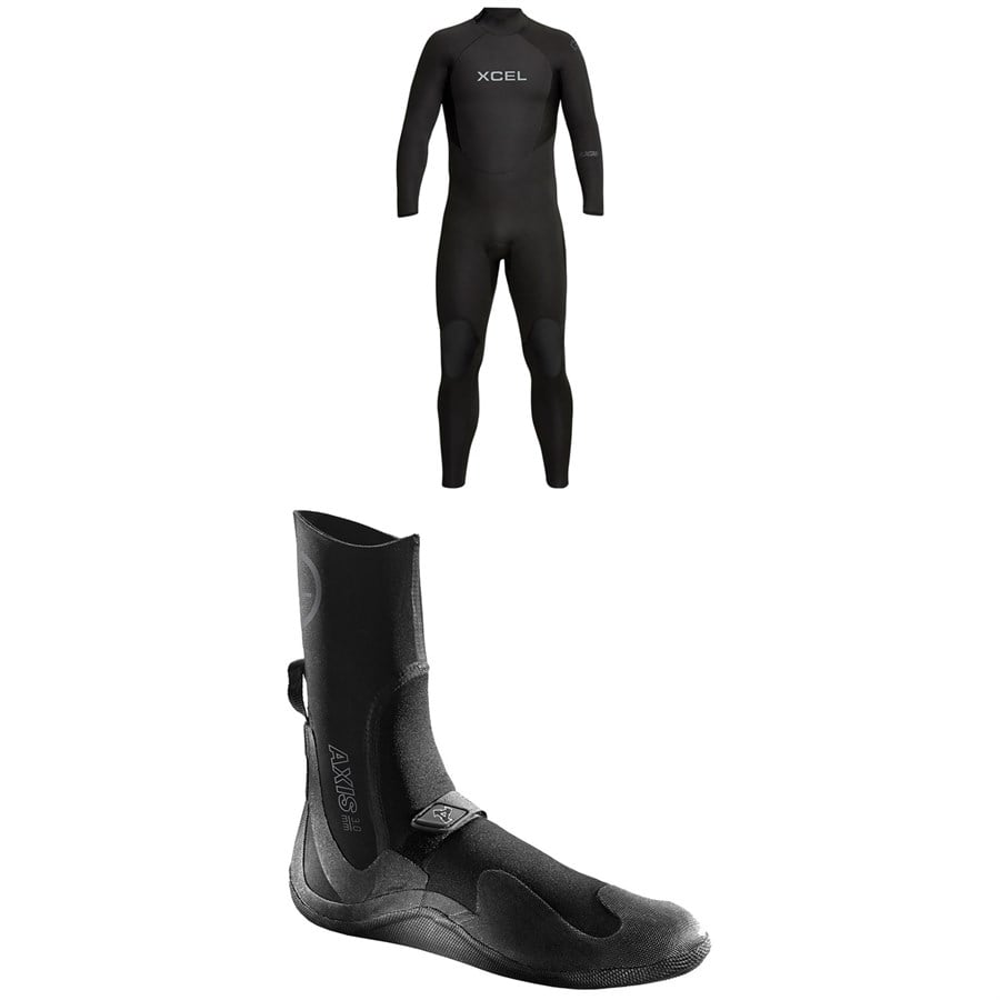 evo XCEL 4/3 Axis Back Zip Wetsuit + 3mm Axis Round Toe Wetsuit Boots