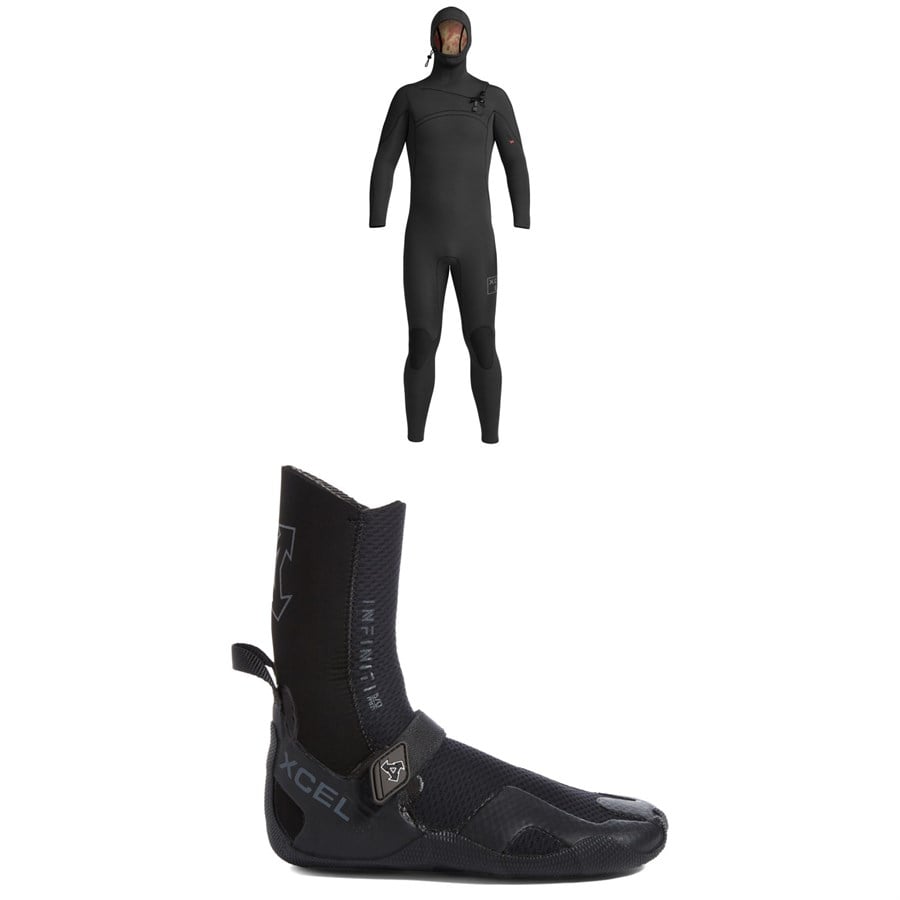 evo XCEL 4.5/3.5 Comp X Hooded Wetsuit + 5mm Infiniti Round Toe Wetsuit Boots