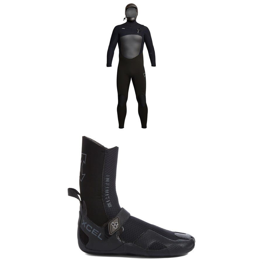 evo XCEL 5/4 Infiniti Hooded Wetsuit + 5mm Infiniti Round Toe Wetsuit Boots