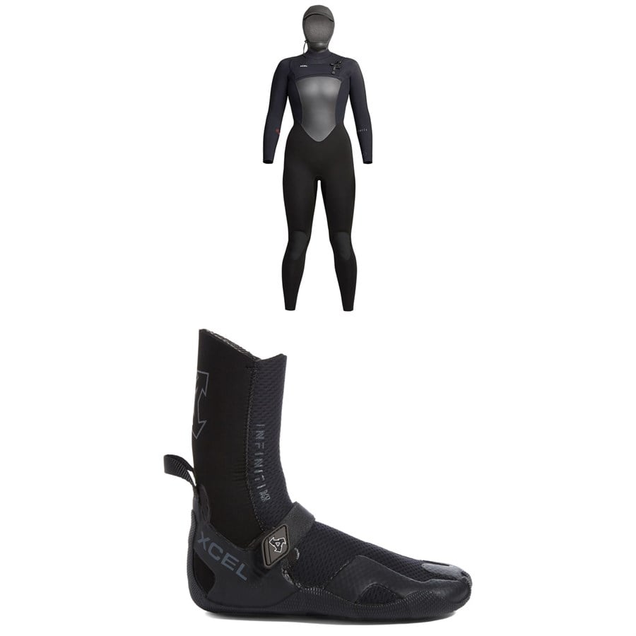 Evo XCEL 5/4 Infiniti Hooded Wetsuit - Women's + 5mm Infiniti Round Toe Wetsuit Boots
