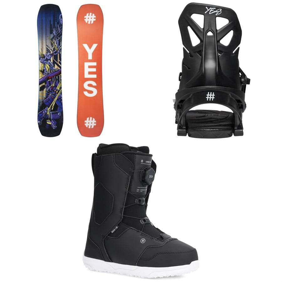 Evo Yes. First Basic Snowboard + NX-Gen Snowboard Bindings + Ride Lasso Jr Snowboard Boots - Kids' 2026