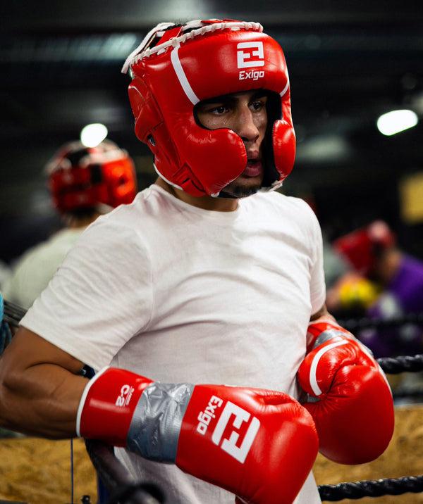 Exit Exigo® C3 Classic Leather Head Guard - Red/White