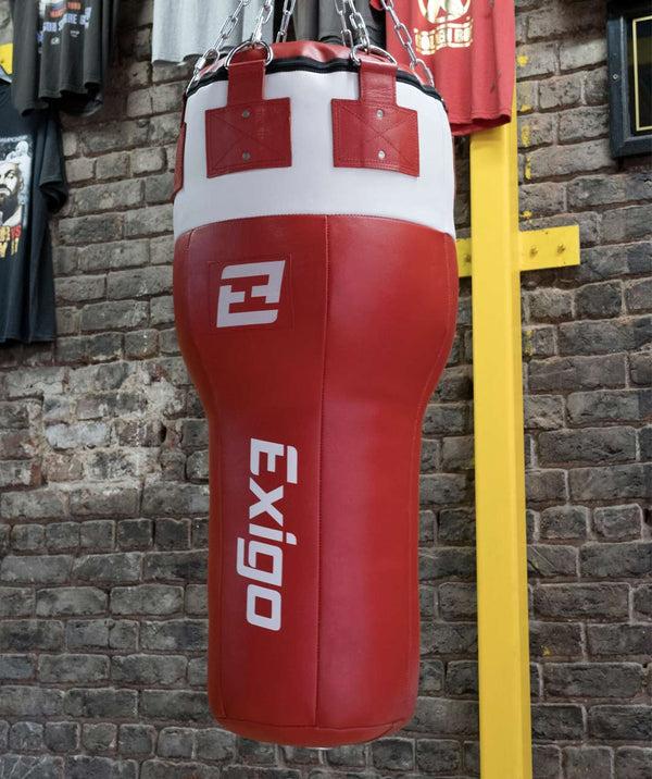 Exit Exigo® Super Pro 3.5ft 40kg Leather Angle Punch Bag - Red/White