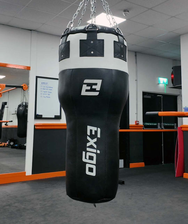 Exit Exigo® Super Pro 3.5ft 40kg Leather Angle Punch Bag - Black/White