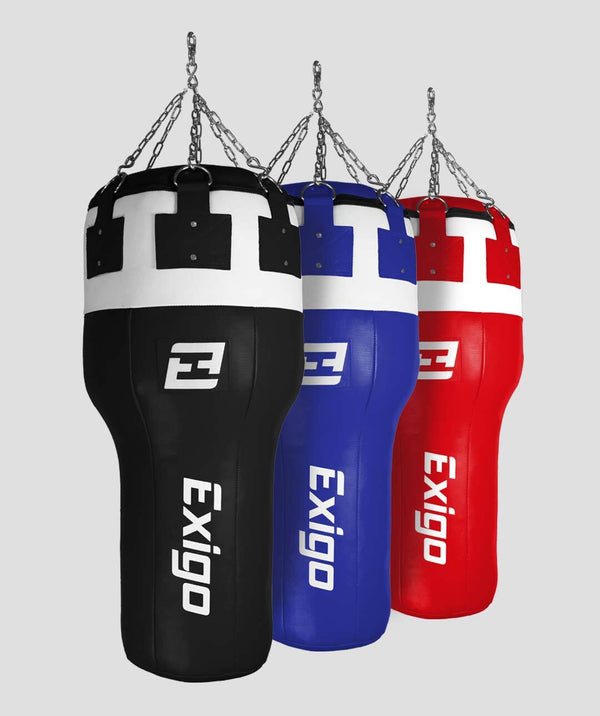 Exit Exigo® Super Pro 3.5ft 40kg Leather Angle Punch Bag - Black/White
