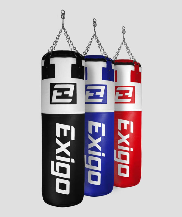 Exit Exigo® Super Pro 4ft 40kg Leather Punch Bag - Black/White