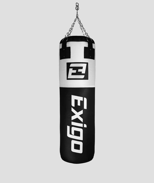 exit Exigo® Super Pro 4ft 40kg Leather Punch Bag - Black/White