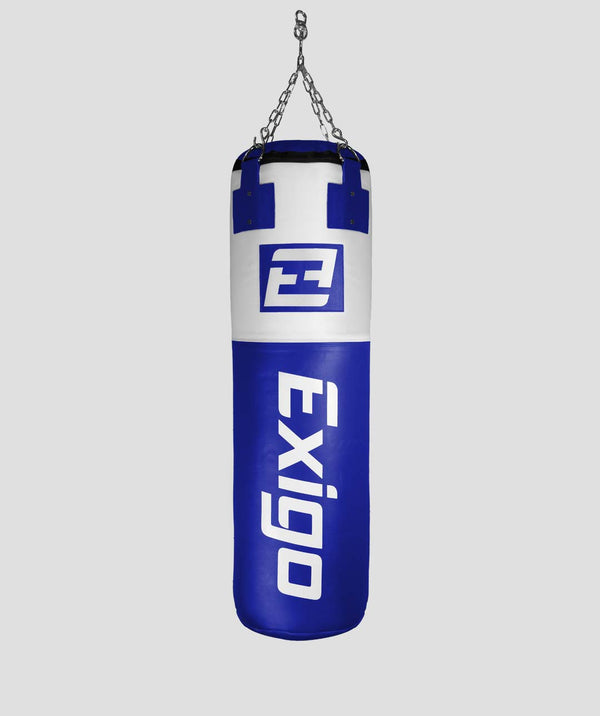 exit Exigo® Super Pro 4ft 40kg Leather Punch Bag - Blue/White