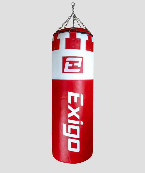exit Exigo® Super Pro 4ft 6'' 75kg Immensus Leather Punch Bag - Red/White