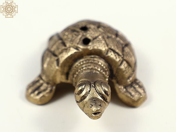 Exotic India 1" Small Handmade Brass Tortoise Figurine