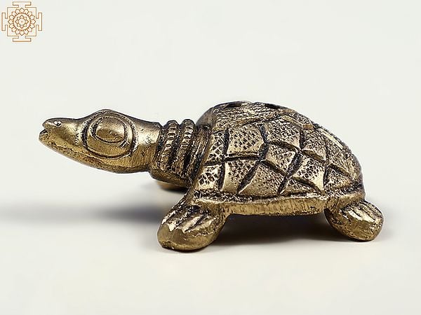 Exotic India 1" Small Handmade Brass Tortoise Figurine
