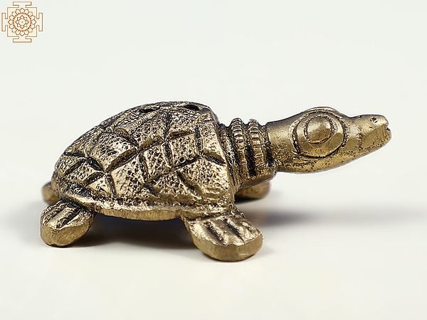 Exotic India 1" Small Handmade Brass Tortoise Figurine