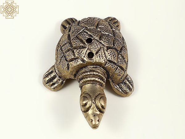 exotic india 1" Small Handmade Brass Tortoise Figurine 