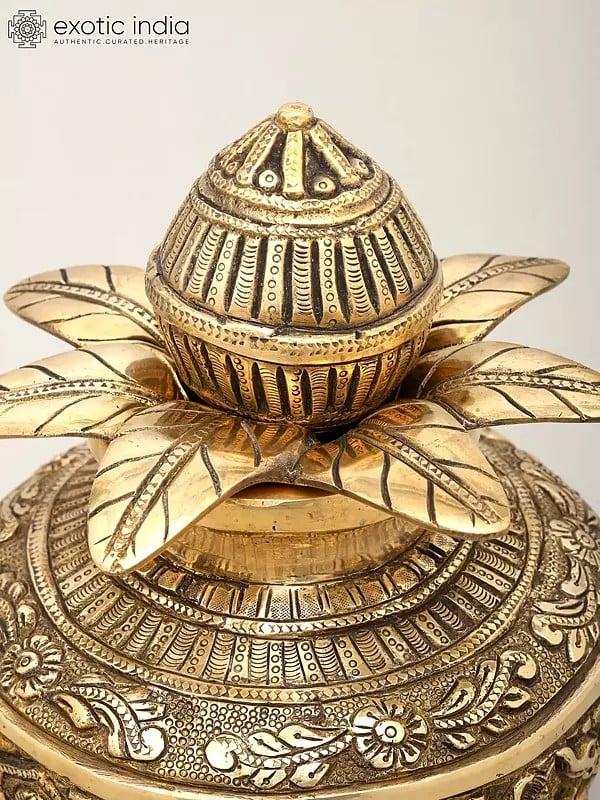 Exotic India 10" Ashtalakshmi Ritual Kalash | Brass Item 