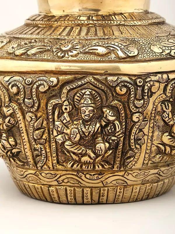 Exotic India 10" Ashtalakshmi Ritual Kalash | Brass Item 