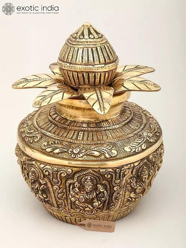 exotic india 10" Ashtalakshmi Ritual Kalash | Brass Item 