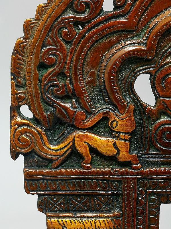 Exotic India 10" Brass Kirtimukha Prabhavali | Made In India 