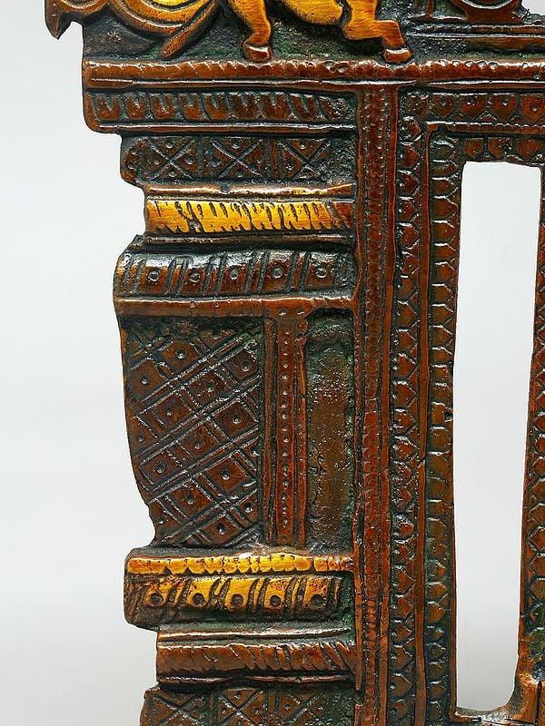 Exotic India 10" Brass Kirtimukha Prabhavali | Made In India 
