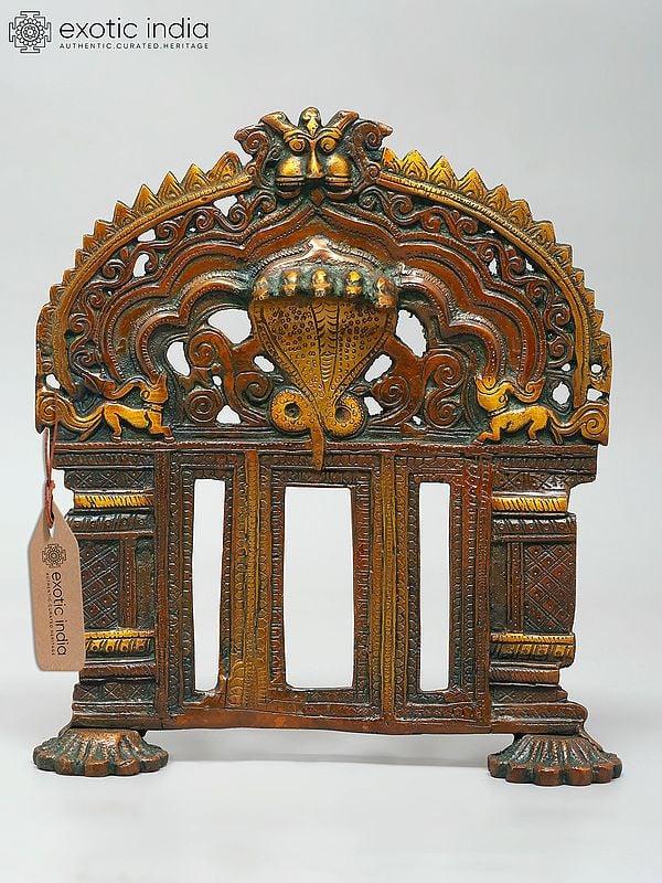 exotic india 10" Brass Kirtimukha Prabhavali | Made In India 