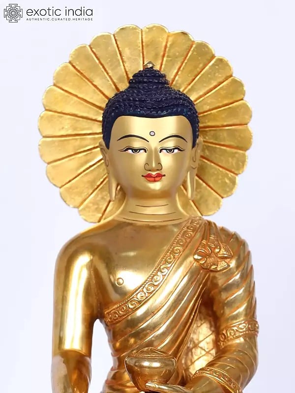 Exotic India 10" Copper Shakyamuni Buddha Figurine From Nepal 
