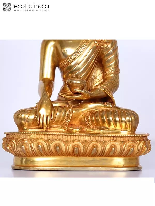 Exotic India 10" Copper Shakyamuni Buddha Figurine From Nepal 
