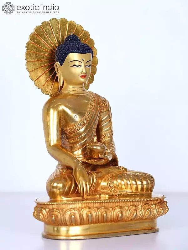 Exotic India 10" Copper Shakyamuni Buddha Figurine From Nepal 