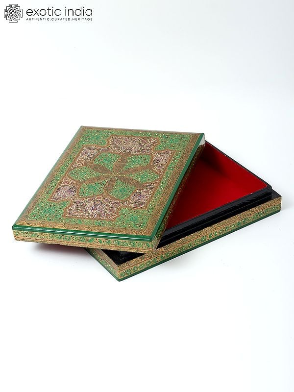 exotic india 10" Floral Design Hand-Painted Wood Box