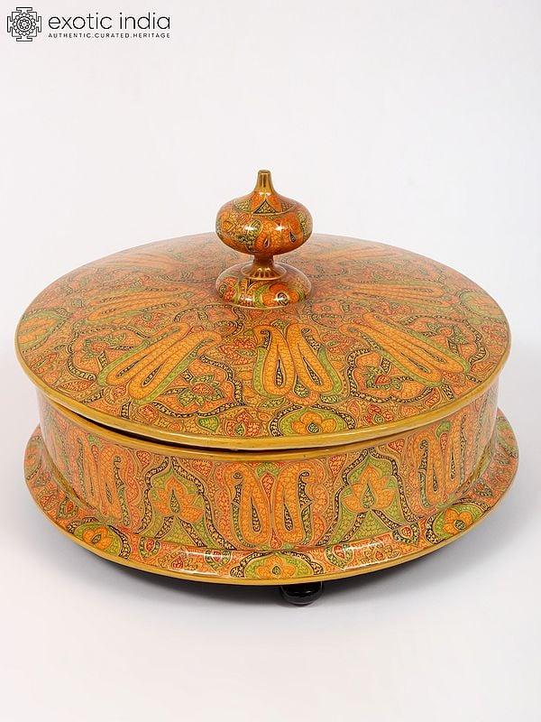 exotic india 10" Hand-Painted Bowl with Lid | From Kashmir 