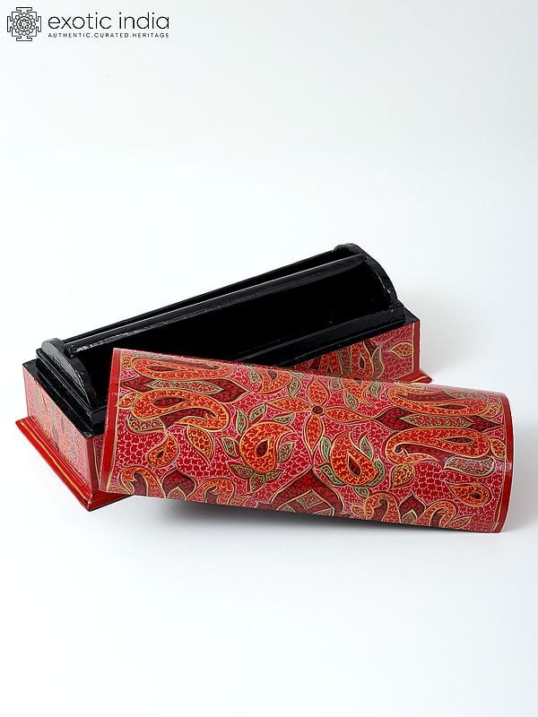 exotic india 10" Hand-Painted Papier Mache Bangle Box 