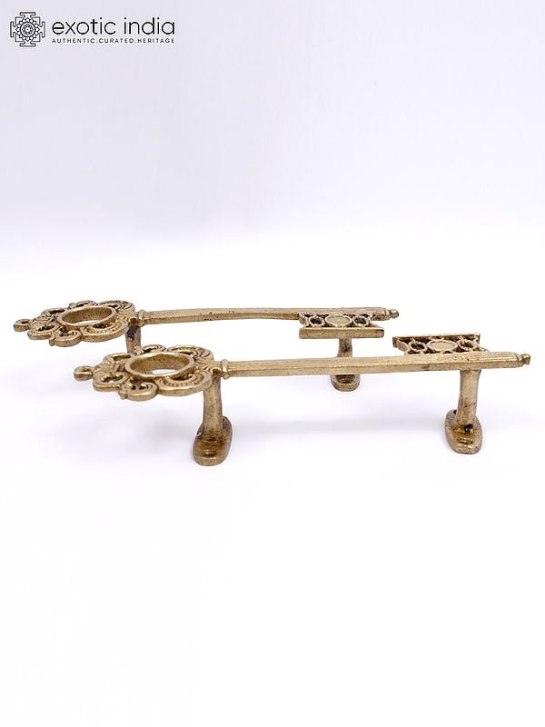 Exotic India 10" Key Design Brass Door Handles In Pair 