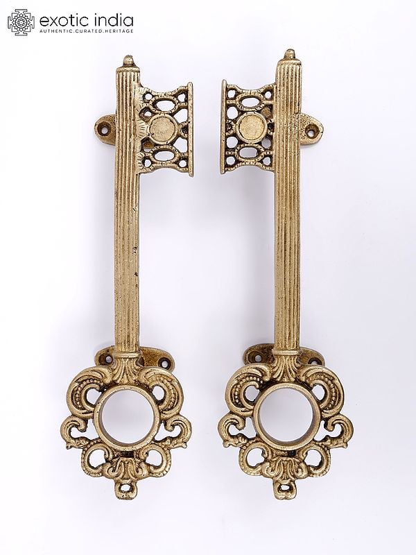 exotic india 10" Key Design Brass Door Handles in Pair