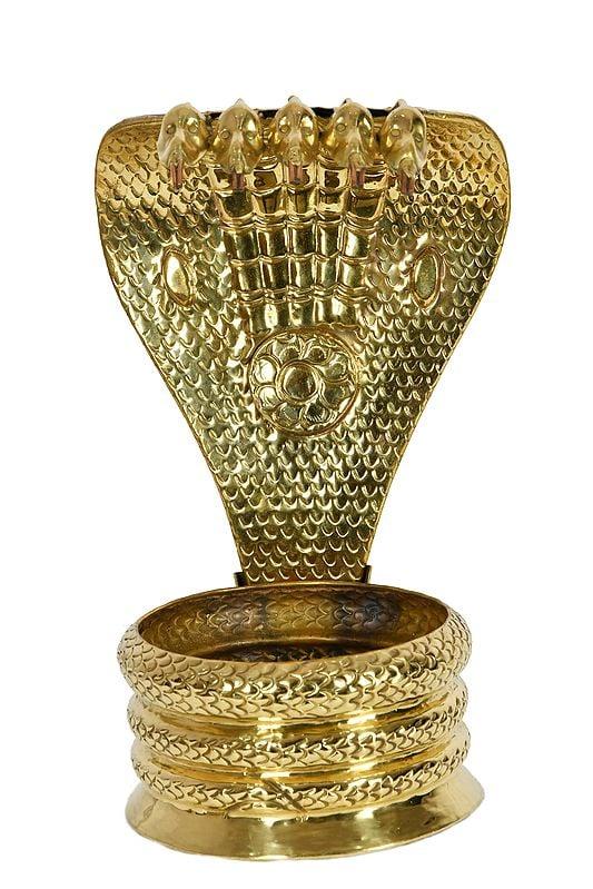 exotic india 10" Linga Stand in Brass | Handmade | Made in India 