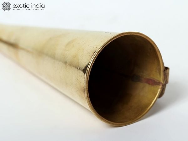 Exotic India 10" Nandi Horn For Abhisheka Of Shiva Linga | Gaumukhi Shringi Pot In Brass | Handmade | Made In India 