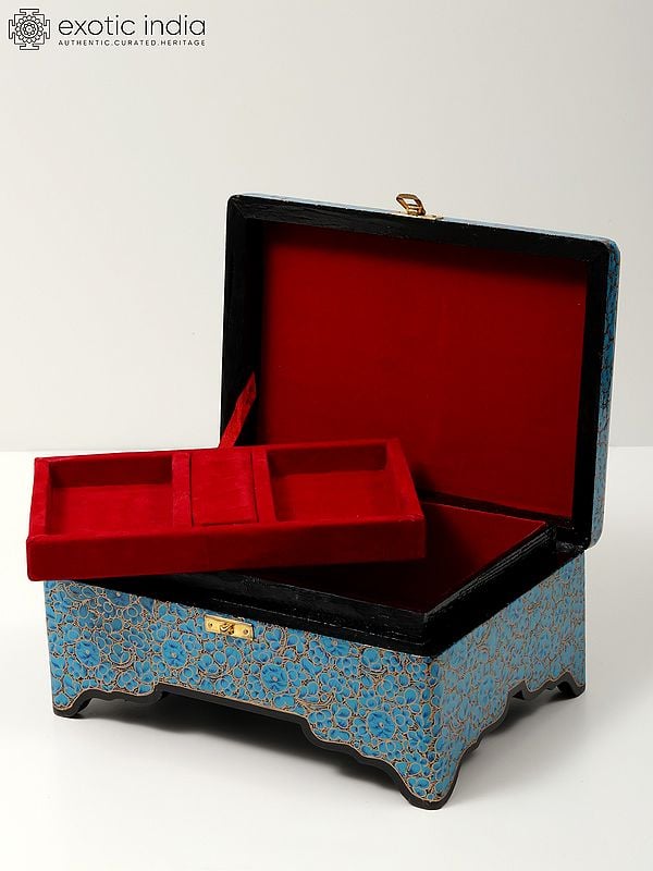 Exotic India 10" Papier Mache Jewelry Box With Lock | Handmade