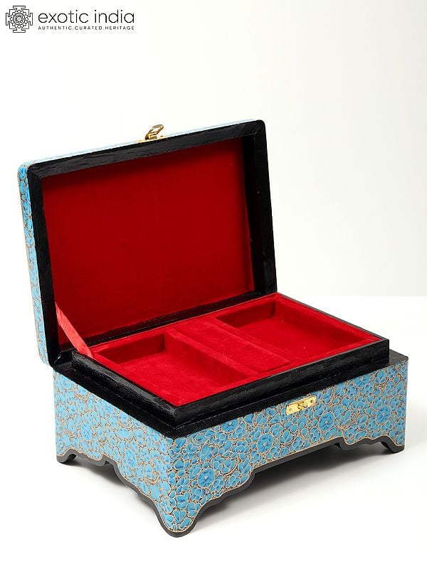 Exotic India 10" Papier Mache Jewelry Box With Lock | Handmade