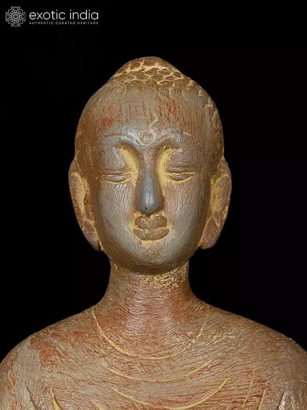 Exotic India 10" Stylized Meditating Buddha Brass Statue 