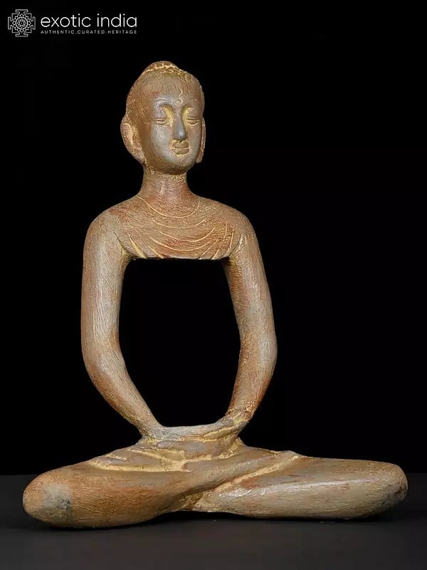 Exotic India 10" Stylized Meditating Buddha Brass Statue 