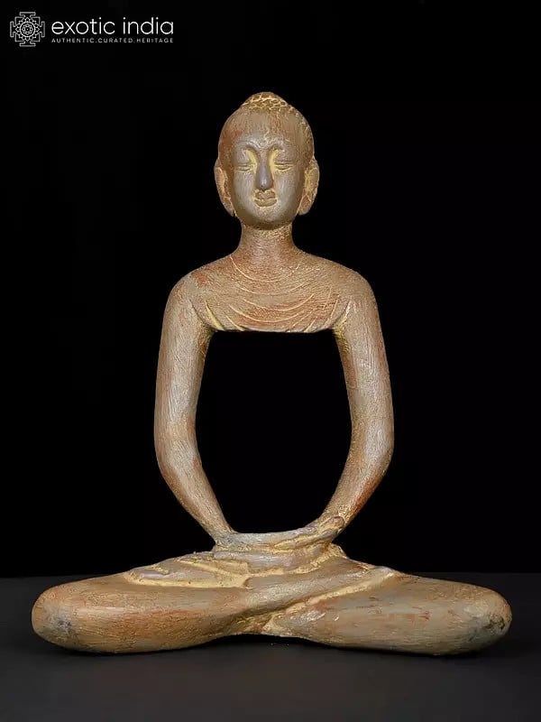 exotic india 10" Stylized Meditating Buddha Brass Statue 