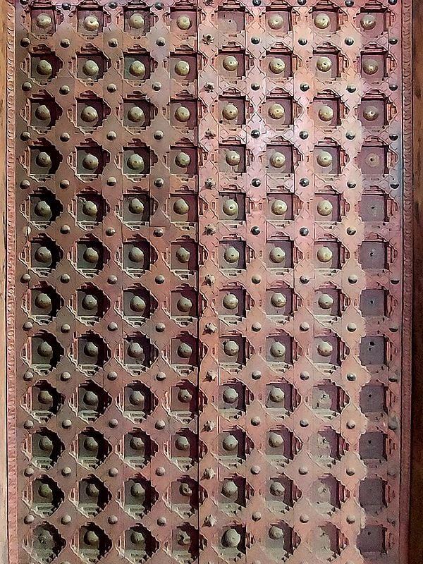 Exotic India 100" Large Designer Traditional Wood Main Door For Home 