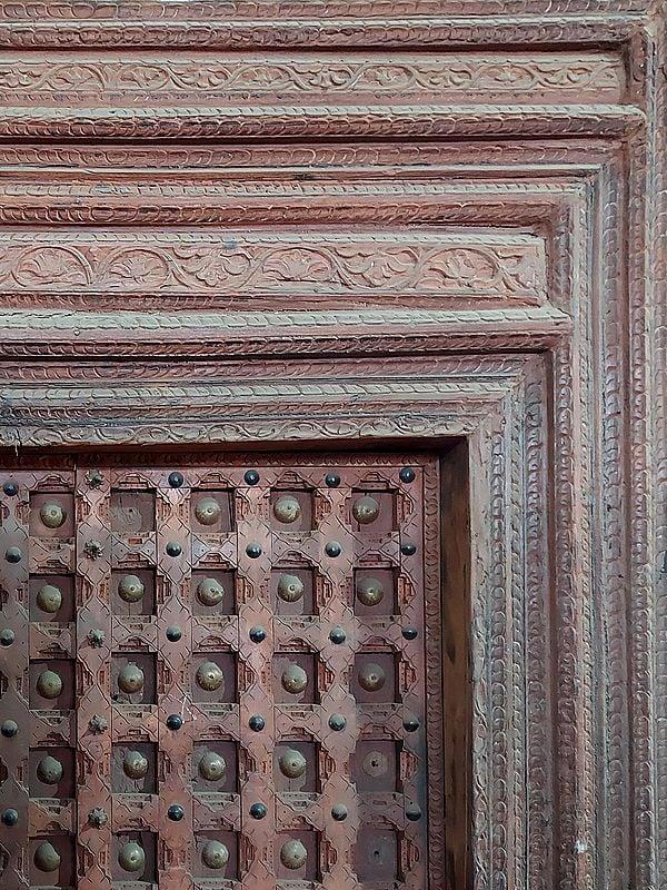 Exotic India 100" Large Designer Traditional Wood Main Door For Home 