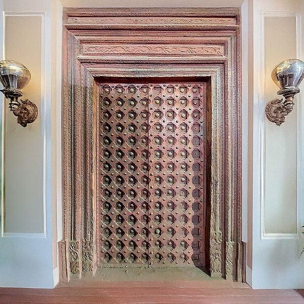Exotic India 100" Large Designer Traditional Wood Main Door For Home 