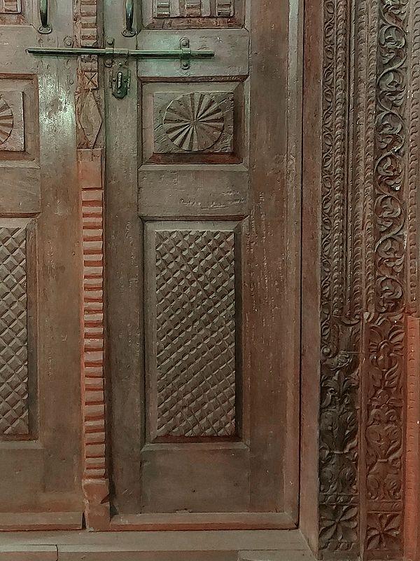 Exotic India 100" Large Hand Carved Wood Door | Antique Front Door