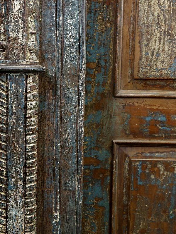 Exotic India 100" Large Vintage Indian Door With Frame | Home Temple Decor