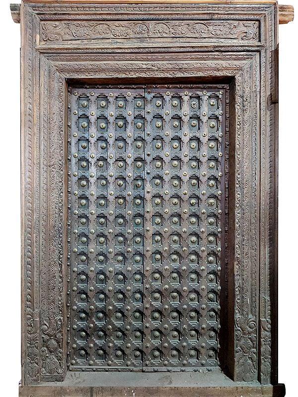 exotic india 102" Large Finished Exterior Carved Wood Door For Home 