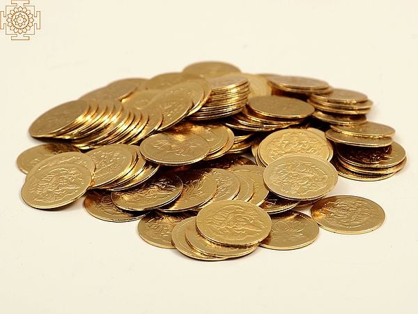 Exotic India 108 Coins For Lakshmi Puja With Lakshmi Ji And Lotus Images 