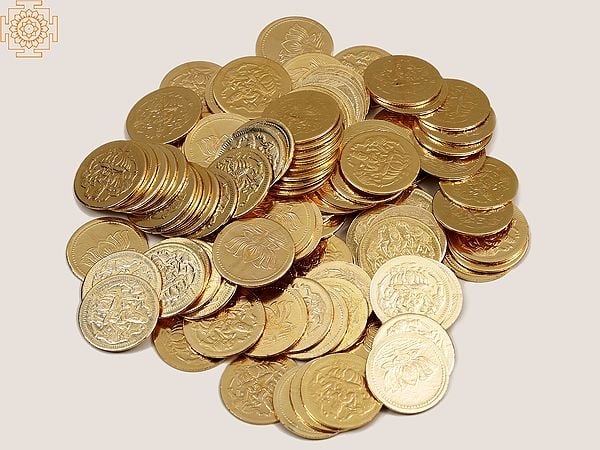 exotic india 108 Coins for Lakshmi Puja with Lakshmi ji and Lotus Images 