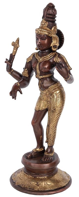 Exotic India 11" Ardhanarishvara Brass Sculpture | Handmade Idol | Made In India 